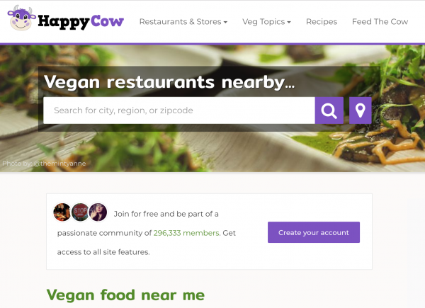 Vegan resources - Happy Cow - app to find vegan and vegetarian restaurants near you